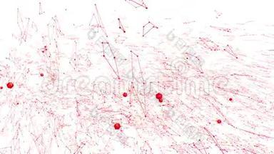 抽象干净的红色挥动三维网格或网格作为清晰的背景。 红色几何振动环境或脉动数学